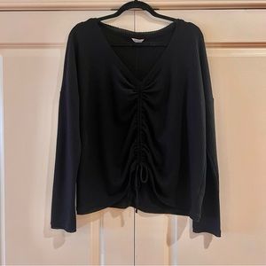 AEROPOSTALE - BLACK LONG SLEEVE WAFFLE TEE